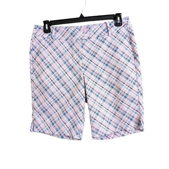Callaway Pants - Callaway Opti Dri Golf Shorts Womens Size 10 Pink Blue Plaid Check Pockets